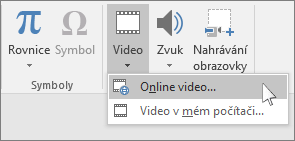 Tlačítko na pásu karet pro vložení online videa v PowerPointu