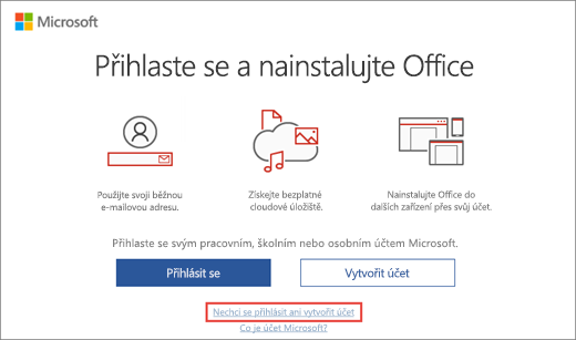 Zobrazí odkaz, na který kliknete a zadáte kód Product Key programu Microsoft Workplace Discount.