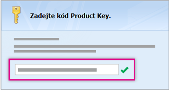 Zadání kódu Product Key