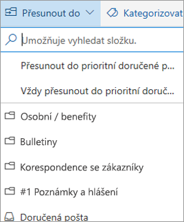 Prioritní doručená pošta v Outlooku na webu