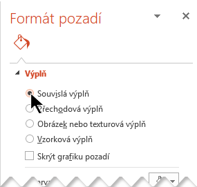 V podokně Formát pozadí vyberte Souvislá výplň.