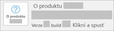 Snímek obrazovky s verzí a buildem pro Klikni a spusť