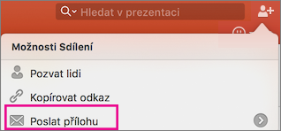 Odeslání přílohy PPT pro Mac