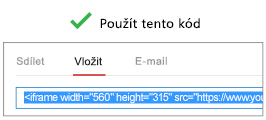 Aby správně fungoval kód, který vám umožňuje vložit video, musí začínat buď na textem „iFrame“, nebo textem „<object“.