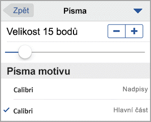 Výběr velikosti písma