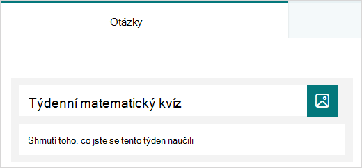 Ukázka názvu a popisu kvízu v Microsoft Forms