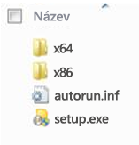 Struktura složek při výběru platformy pro instalaci 64bitové verze Office 2010