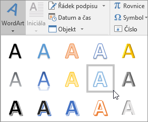Volba možnosti WordArtu