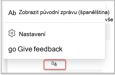 Pošlete aplikaci Teams svůj názor na výsledky překladu.