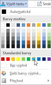 Volba barvy výplně textu
