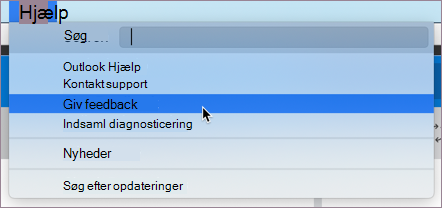 Vælg Giv feedback i MacOS