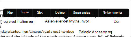 Tryk på teksten, og tryk på Smart opslag