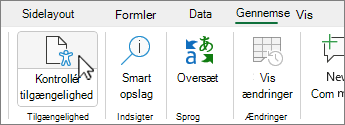 Knappen Tilgængelighedskontrol på båndet