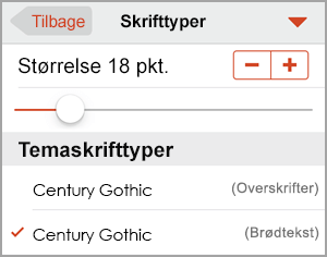 Vælg en skriftstørrelse