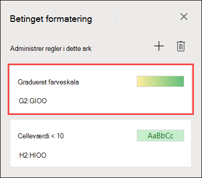 Formatering med to farveskalaer