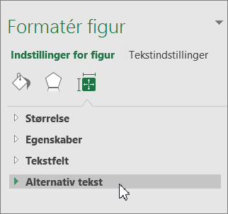 Klik på Alternativ tekst i objektruden.