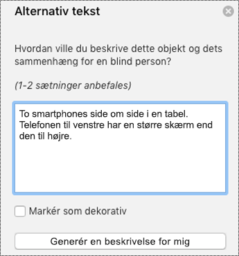 Alternativ tekst i PowerPoint til Mac