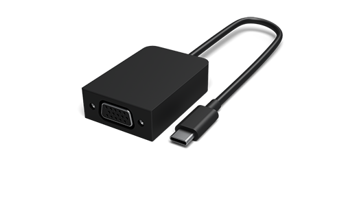 Billede af USB-C VGA-adapteren med et USB-kabel buet ved siden af.