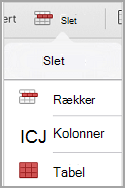 menuen Slet i iPad-tabel