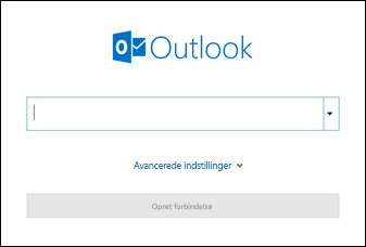 Angiv din mailadresse, og klik på Opret forbindelse.
