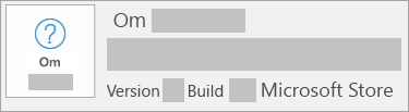 Skærmbillede, der viser version og build for Microsoft Store