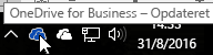 Et skærmbillede, der viser markøren kredse over det blå OneDrive-ikon med teksten OneDrive for Business.
