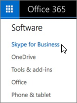 Office 365-softwareliste med Skype for Business