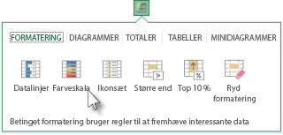 Fanen Formatering i galleriet Hurtig analyse