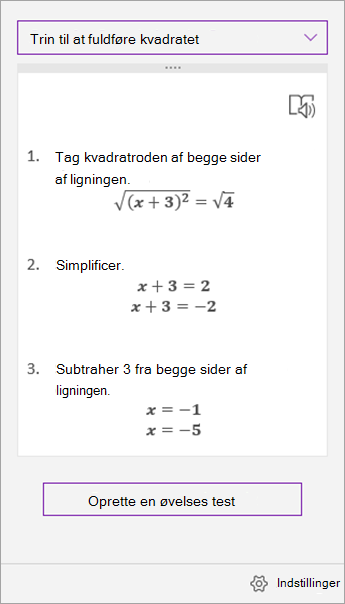 Løsningstrin i Matematikassistent-opgaveruden