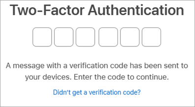 Skærmbillede af Apple-id 2-faktor-godkendelse