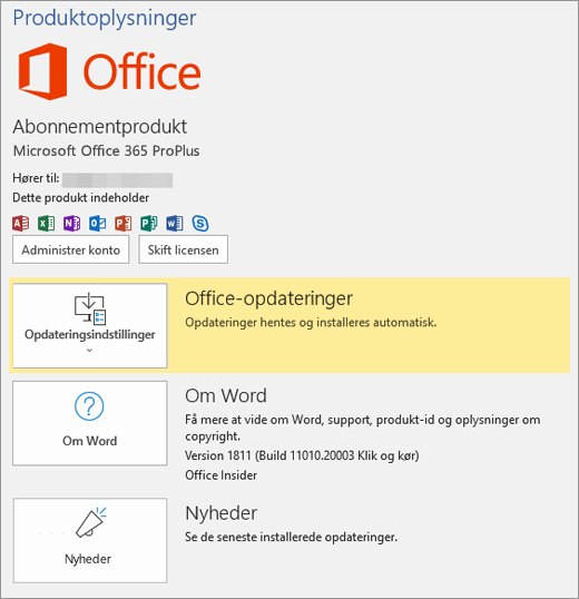 Viser Backstage-visningen i Office 365