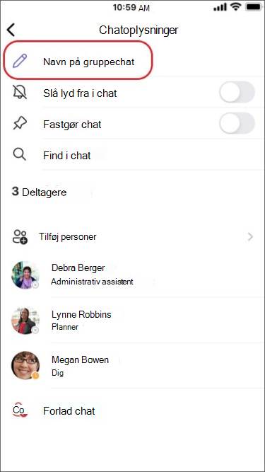 oprette et gruppechatnavn på mobil