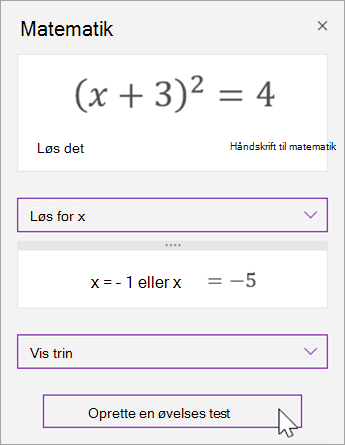 Vælg Opret en ny øvelses-test.