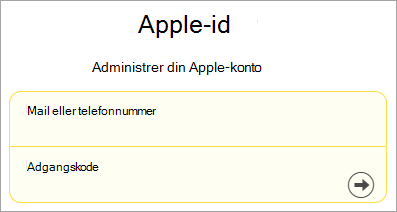 Skærmbillede af Apple-id-logon