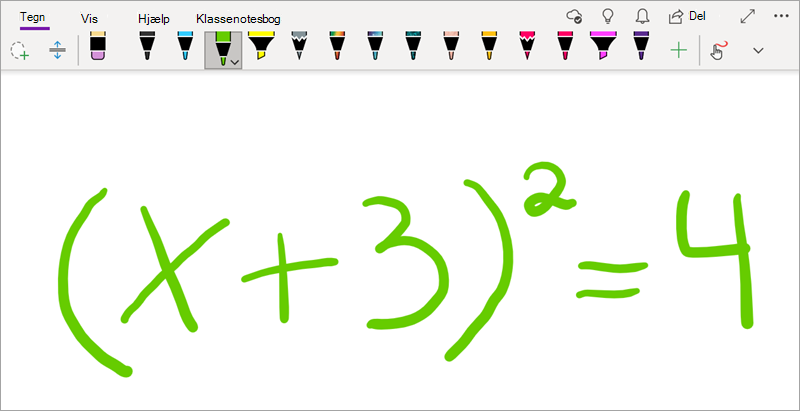 Skriv en matematisk ligning i OneNote til Windows 10
