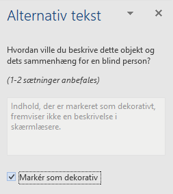 Rude til alternativ tekst til dekorative elementer i Word Win32