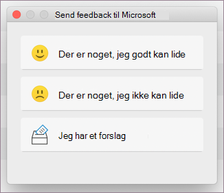 Feedbackdialogboks til MacOS