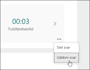 Indstillingen Udskriv svar i Microsoft Forms