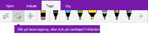 Knappen Frihåndsmarkering under fanen Tegn