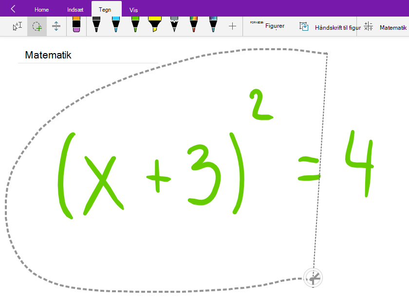 Markér en håndskreven matematisk ligning med lasso