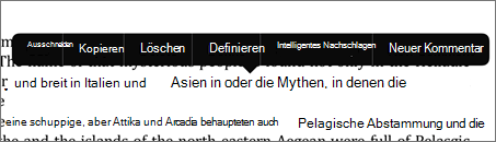 Tippen Sie auf den Text und dann auf Intelligente Suche.