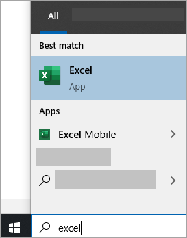 Screenshot der Suche nach einer App in Windows 10 Suche