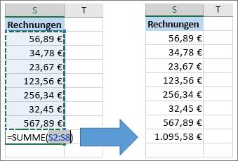 Verwenden von AutoSumme
