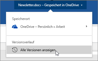 Cursor auf Dateiname, alle Versionen anzeigen