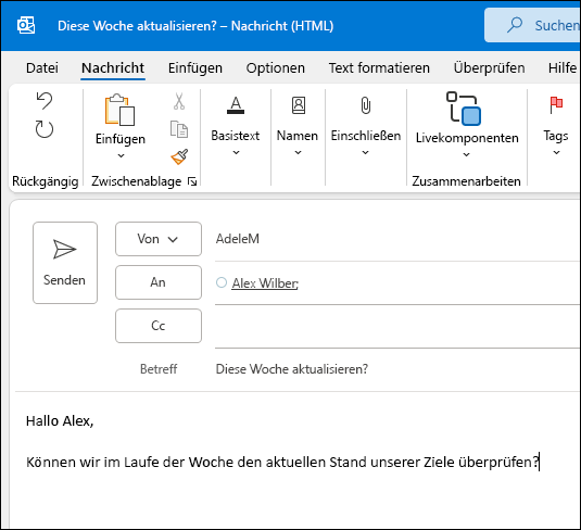 Neue Nachricht in Outlook