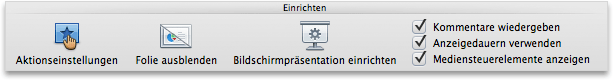 Registerkarte "Bildschirmpräsentation", Gruppe '"Einrichten"