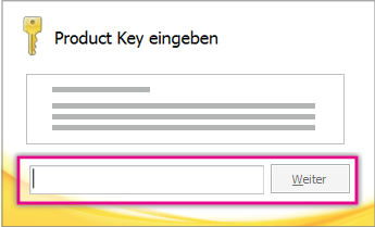 Geben Sie den Product Key ein.