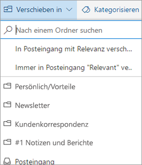 Posteingang mit Relevanz in Outlook im Web