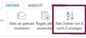 Sortieren Sie Ihre Ordner alphabetisch, indem Sie auf "Alle Ordner anzeigen A bis Z" klicken.