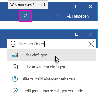 Word-Menüband mit dem Textfeld "Sie wünschen"